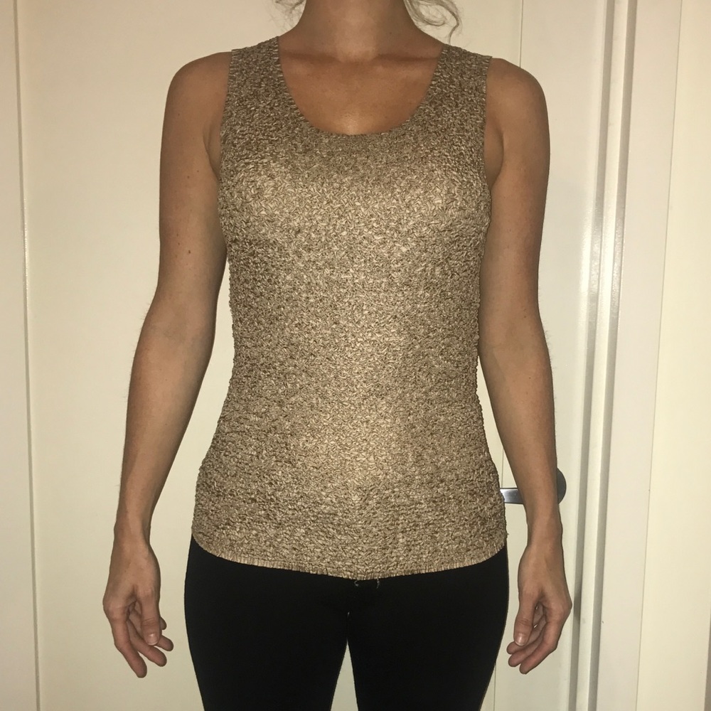 LOUNARDI COLLECTION CRINKLE TAUPE TANK TOP